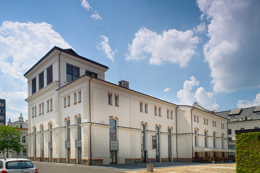 Holešovický pivovar Praha po rekonstrukci pohled z vnitrobloku